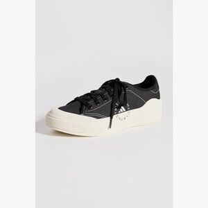 Adidas by Stella McCartney Black Canvas Platform Sneaker with Cream Sole